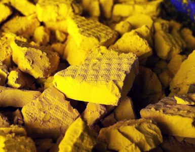 A photo of yellow cake uranium